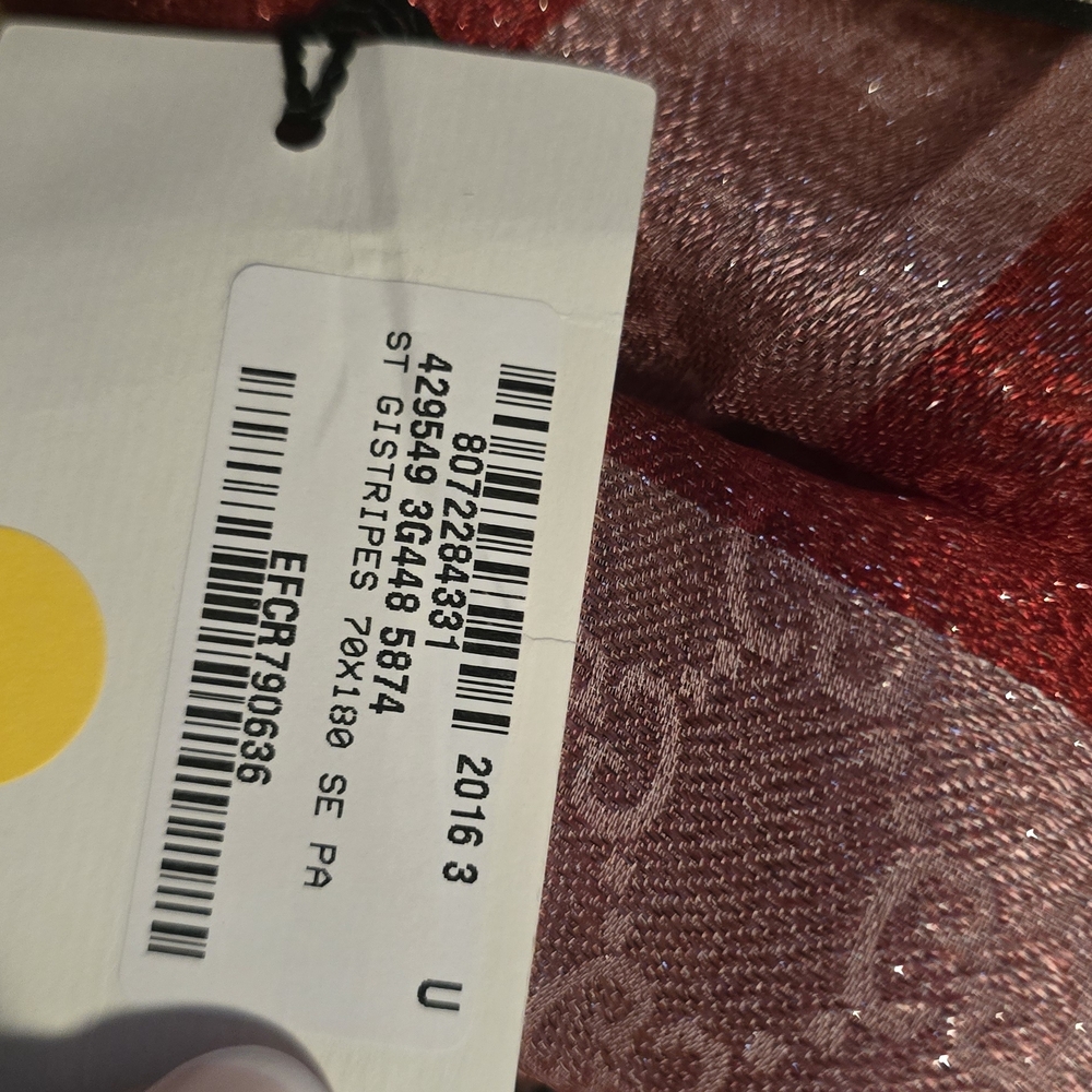 GUCCI PINK and RED ST GSTRIPES GG 70 x 180 UNISEX new - Picture 8 of 10